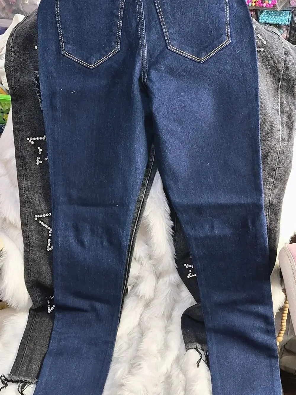 Kids Navy Blue Cartoon Chipmunk Print Jeans